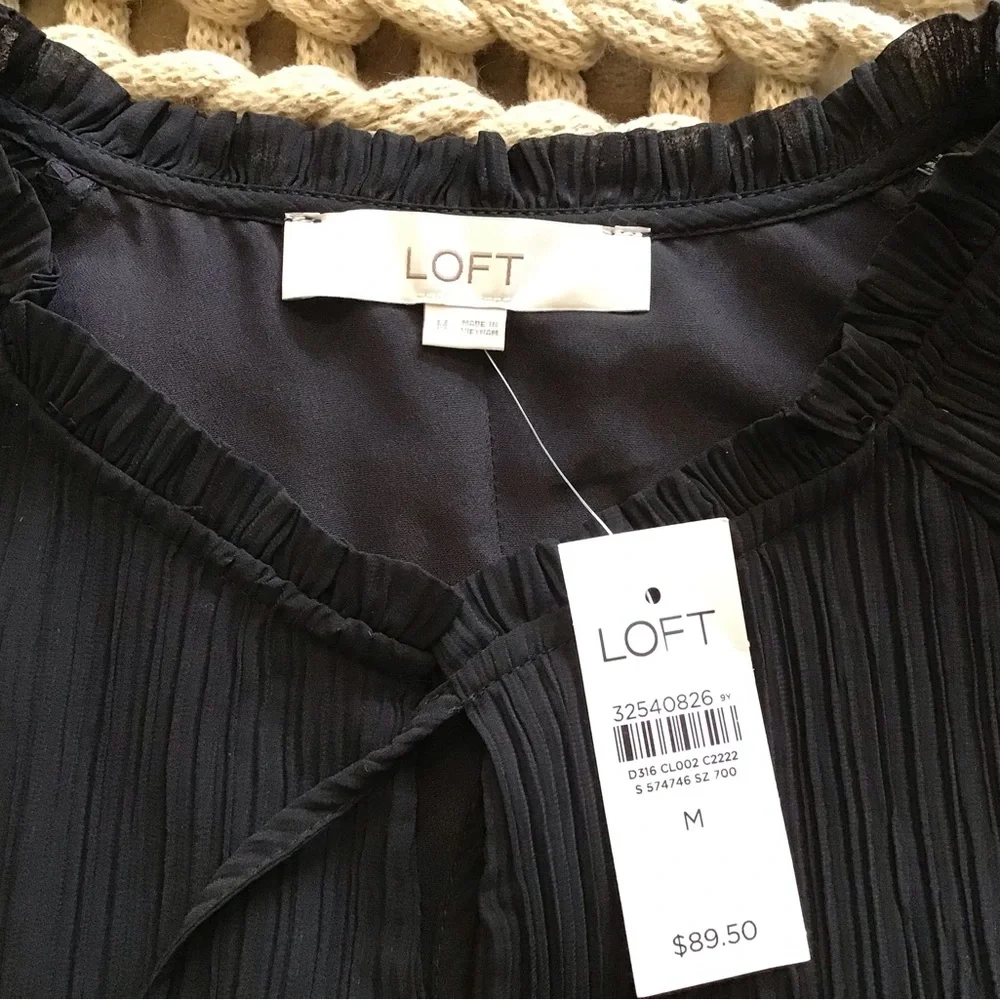 NWT LOFT Black dress spring summer lightweight size medium - Picture 5 of 7